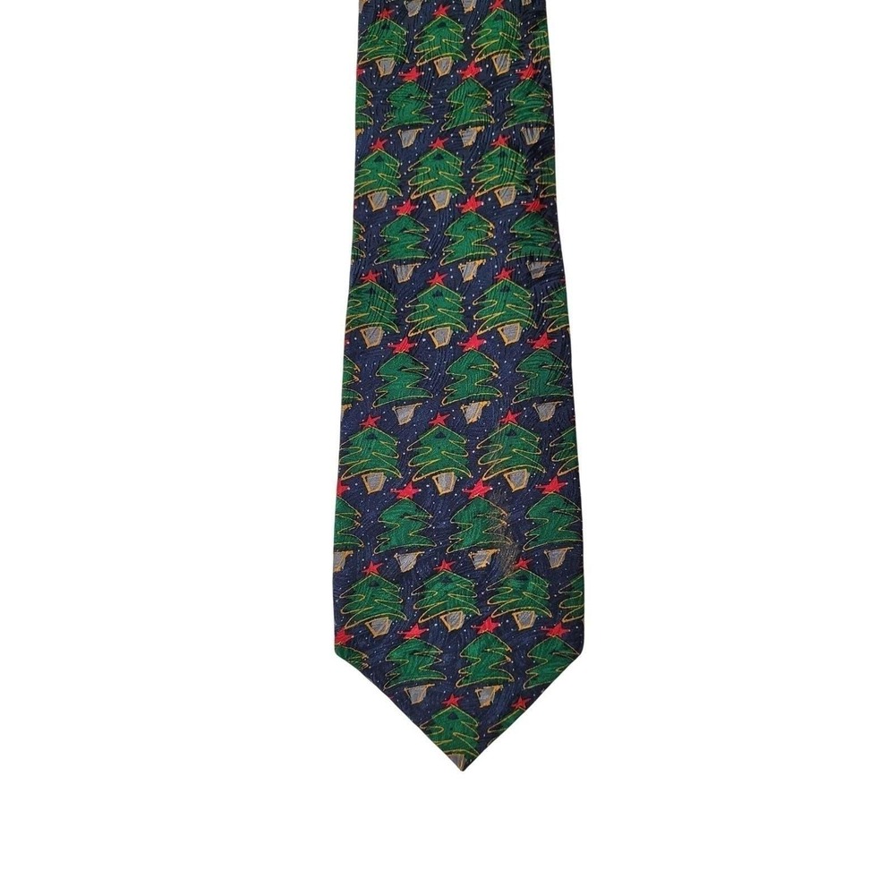 Mens Festive Holiday Necktie Stars/Trees JZ Richards Gift Tie 100% Silk USA